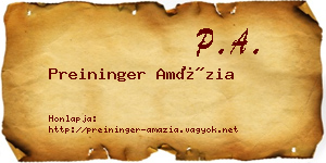 Preininger Amázia névjegykártya